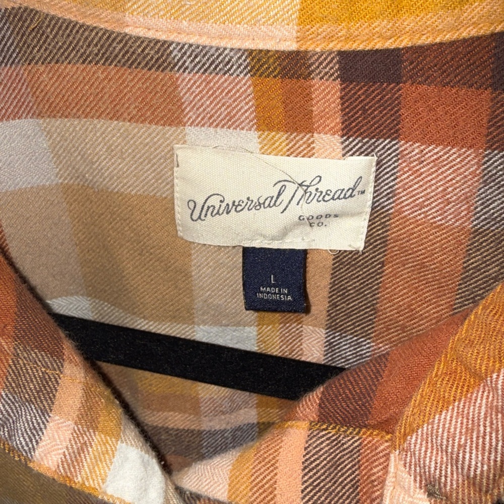 Universal Thread Plaid Button-Down Shirt — Rust, Mustard & Cream - Picture 2 of 4